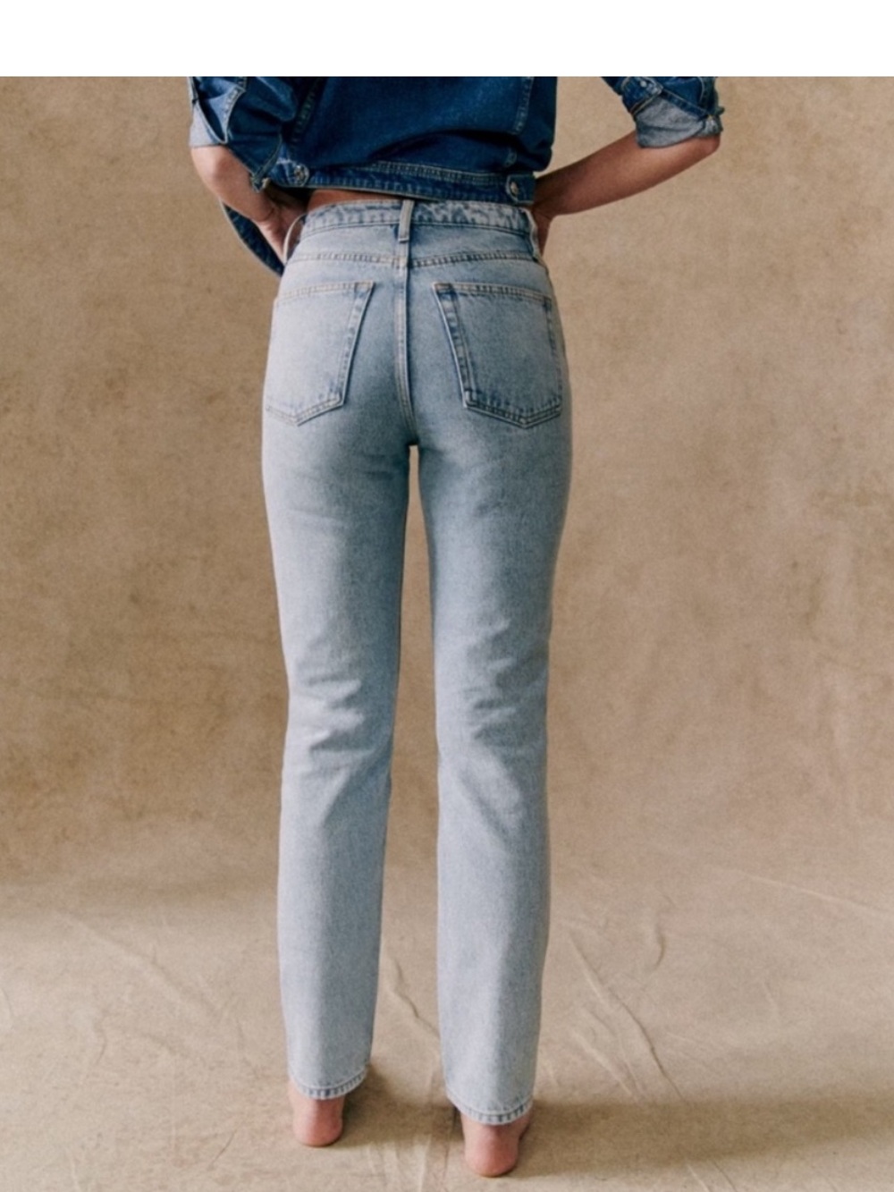 Sezane Light Blue Straight Leg Jeans Bleu Clair Size 33 NWT